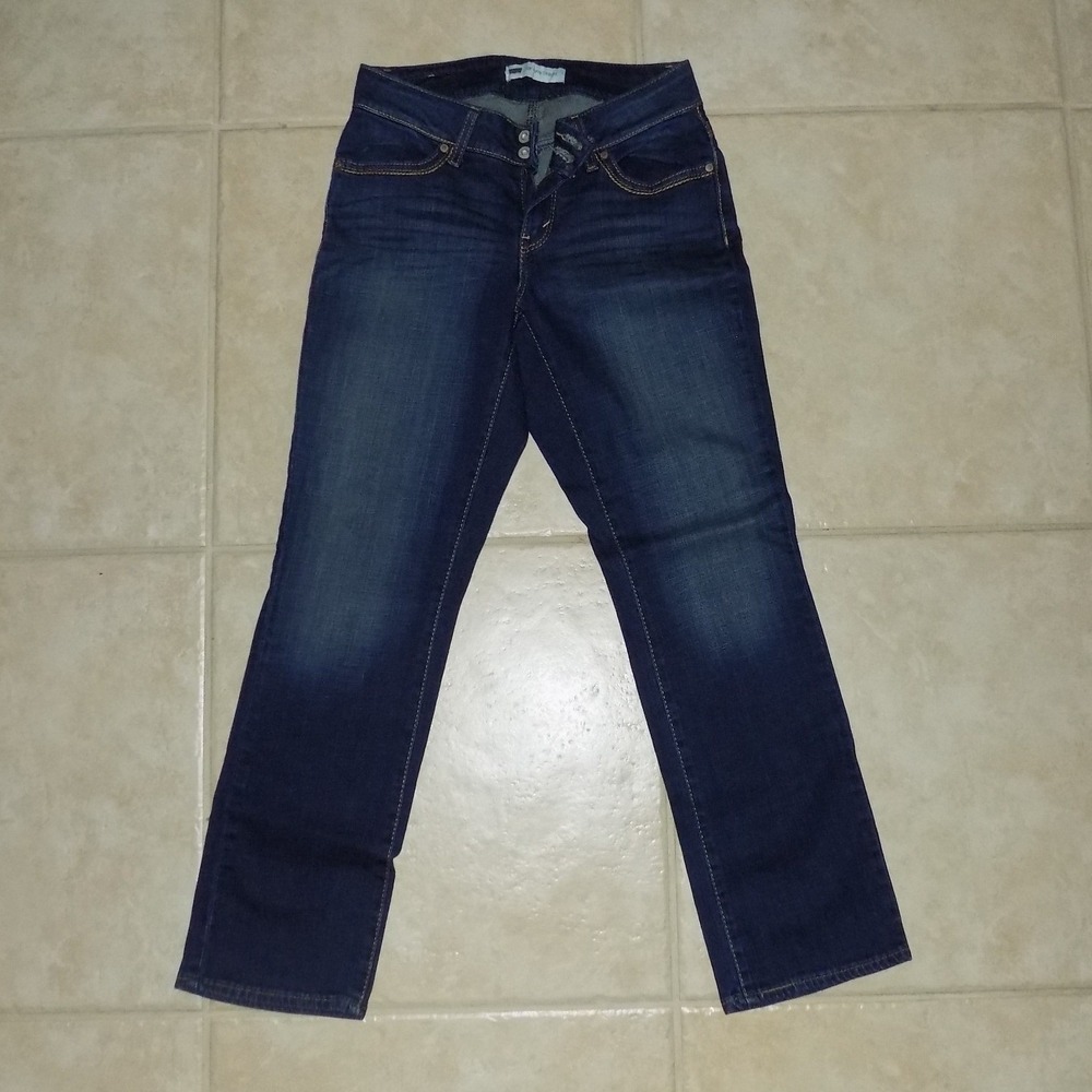 Levis 529 Curvy Straight Jeans Dark Wash‎ Denim Blue Mid Rise Womens